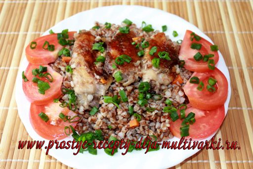 Куриные крылышки с гречкой в мультиварке