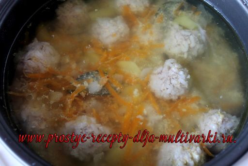 Суп с фрикадельками в мультиварке  
